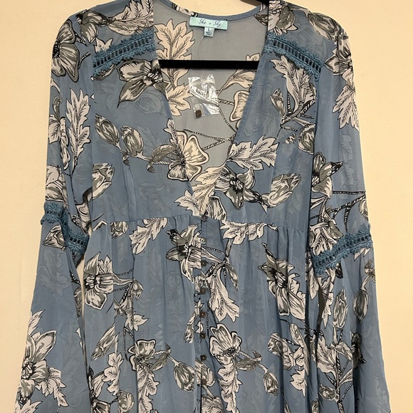 She & Sky Large NWT Floral Duster / Kimono / Bohemian Cardigan - Picture 2 of 5